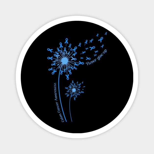 Dandelion Colon Cancer Awareness Never Give Up Magnet by Elliottda